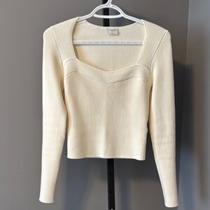 Abercrombie Cream Ribbed Long Sleeve Sweater